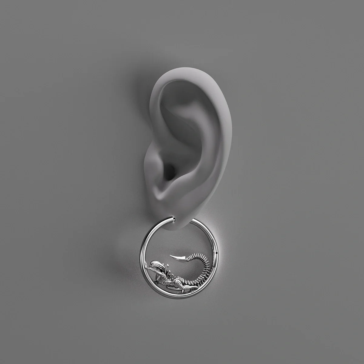 BIOMECHANICAL ALIEN HOOP EARRINGS - Image 14