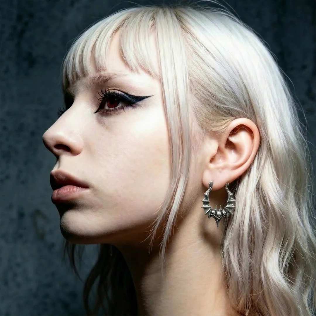 BAT SKULL EARRINGS - Image 2
