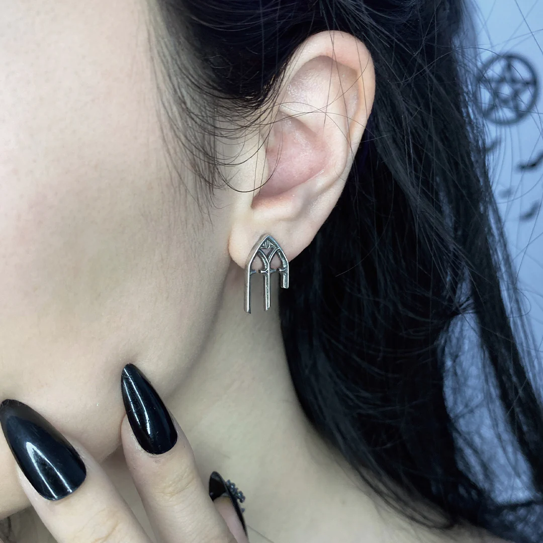 GOTHIC ARCH ELEGANCE STUD EARRINGS - Image 5