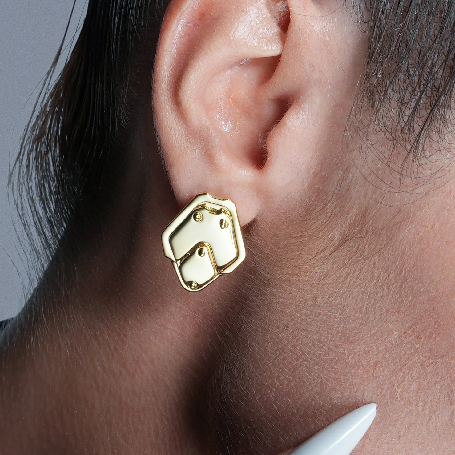 SHIELD PLATE STUD EARRINGS - Image 5