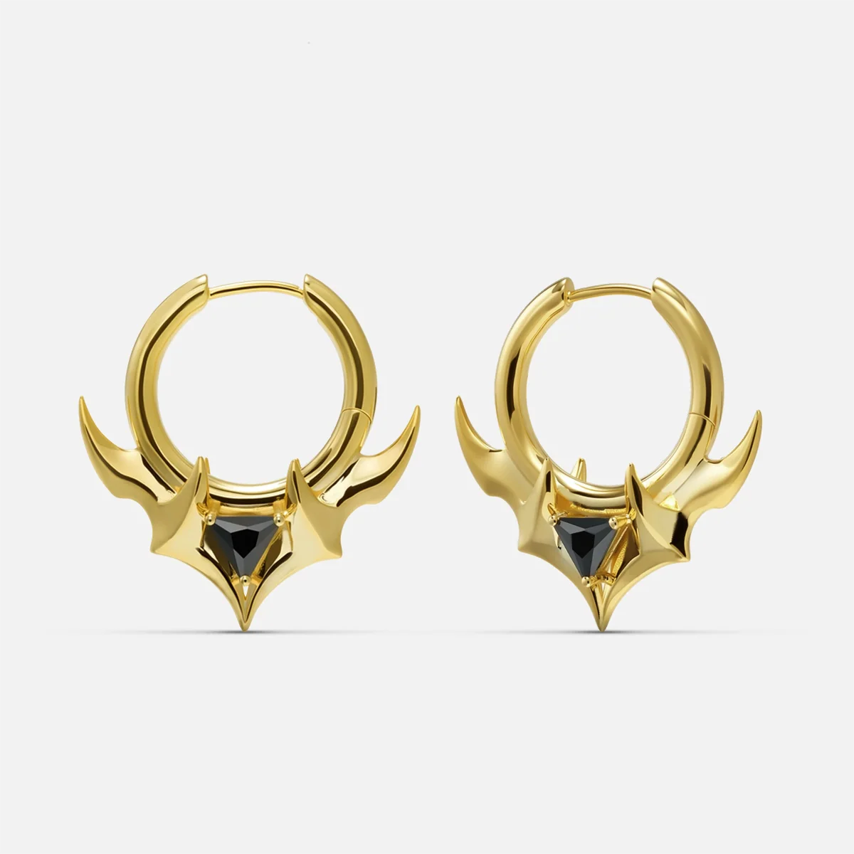 TRIDENT CREST STONE HOOPS EARRINGS - Image 6